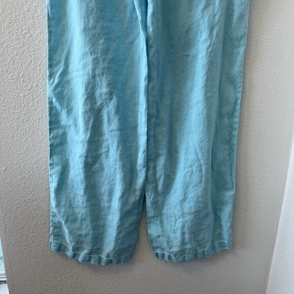 Chicos Women's Pants Size 1.5 Linen Sky Blue Relaxed Lagenlook Wide Leg Beachy - Picture 13 of 16